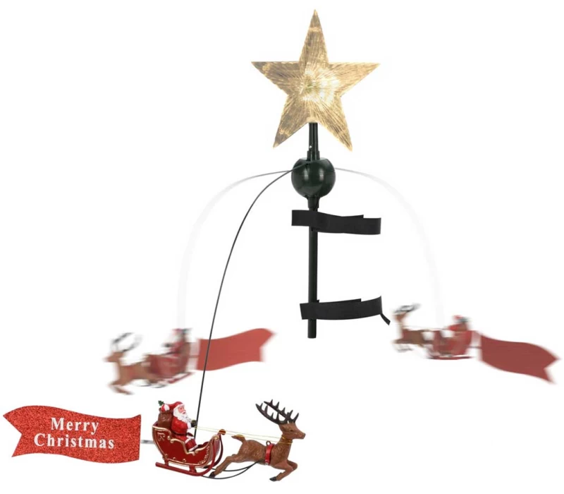 Φωτιζόμενη Κορυφή Δέντρου με Περιστεφόμενο Έλκηθρο Άγιου Βασίλη 970481 (Preview 1)