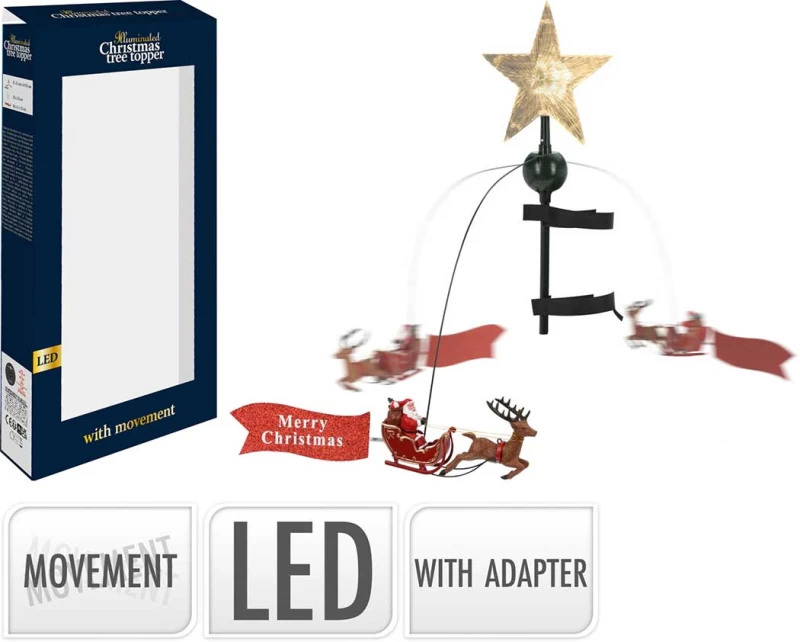 Φωτιζόμενη Κορυφή Δέντρου με Περιστεφόμενο Έλκηθρο Άγιου Βασίλη 970481 (Preview 2)