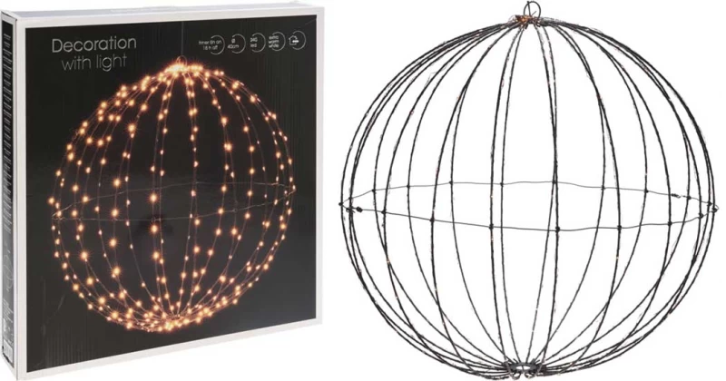 Χριστουγεννιάτικη Διακοσμητική Φωτιζόμενη Μπάλα 40cm 382984 με Χρονοδιακόπτη IP44 (Preview 1)