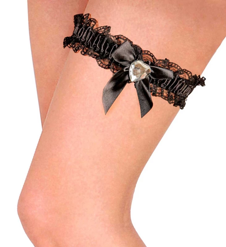 Καλτσοδέτα Μαύρη με Διαμαντάκι 318301 (Preview 1)