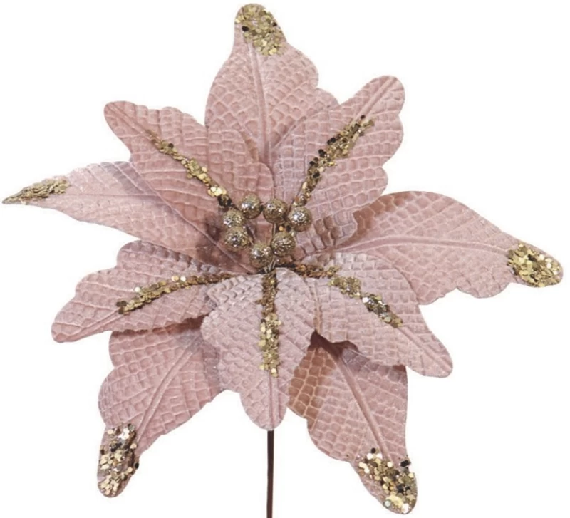 Χριστουγεννιάτικο Διακοσμητικό Λουλούδι Ροζ 33cm 213784 (Preview 1)