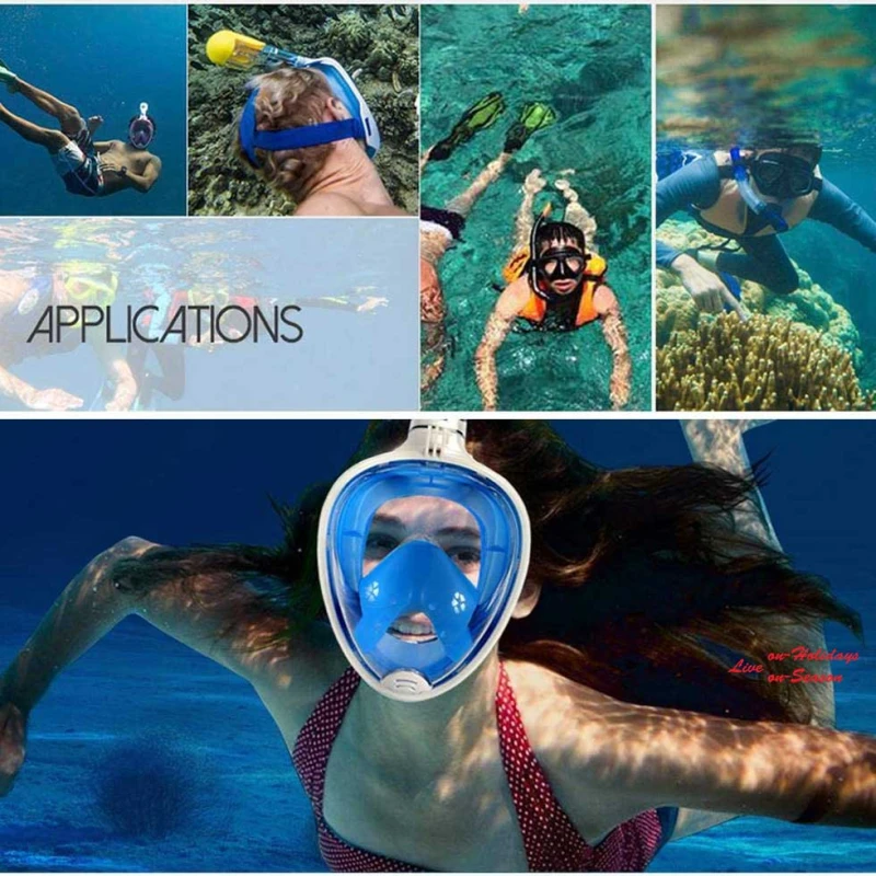 Μάσκα Θαλάσσης Full Face Μπλέ με Βάση για Action Camera Free Breath S-M 884956 (Preview 2)