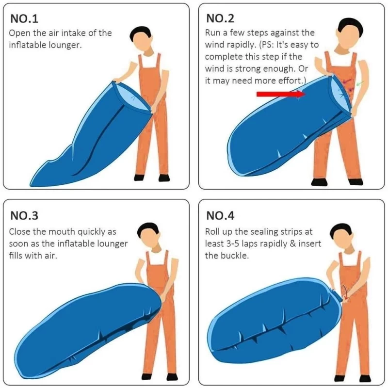 Lazy Bag - Μπλέ Φουσκωτή Πολυθρόνα Παραλίας 260 x 70cm - 176214 (Preview 3)