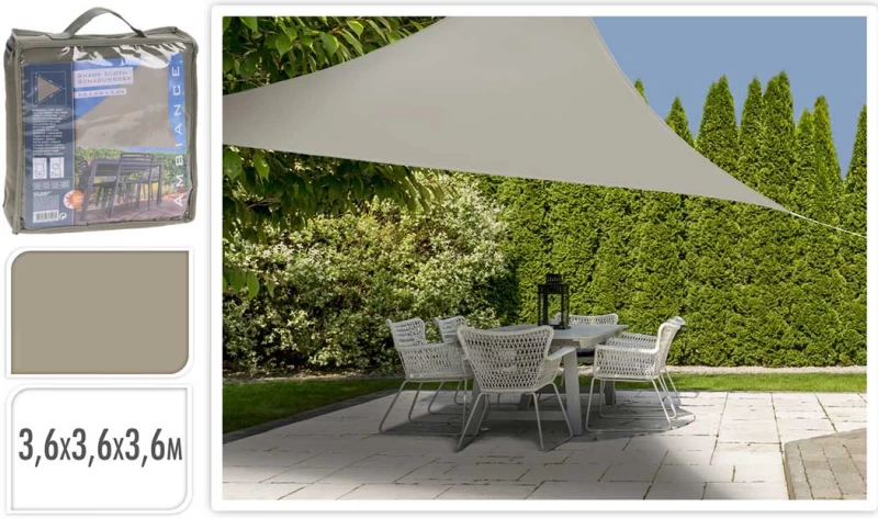 Ambiance Shade Τριγωνικό 360x360x360cm 805905 Sand Color - UPF 50+  (Preview 1)