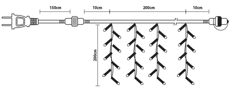 360 Led Συμμετρική Κουρτίνα S/Clear Σταθερή Επεκτεινόμενη 2x h2m IP44 - 60277 (Preview 2)