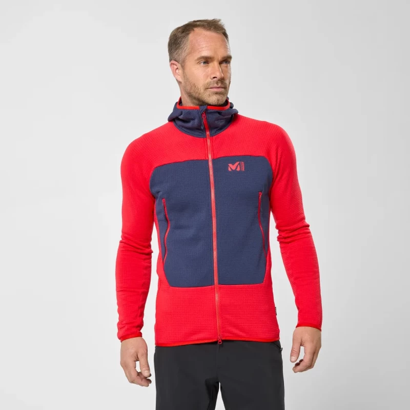 Ζακέτα ορειβασίας ανδρική fleece Millet FUSION GRID HOODIE M /Red (Preview 2)