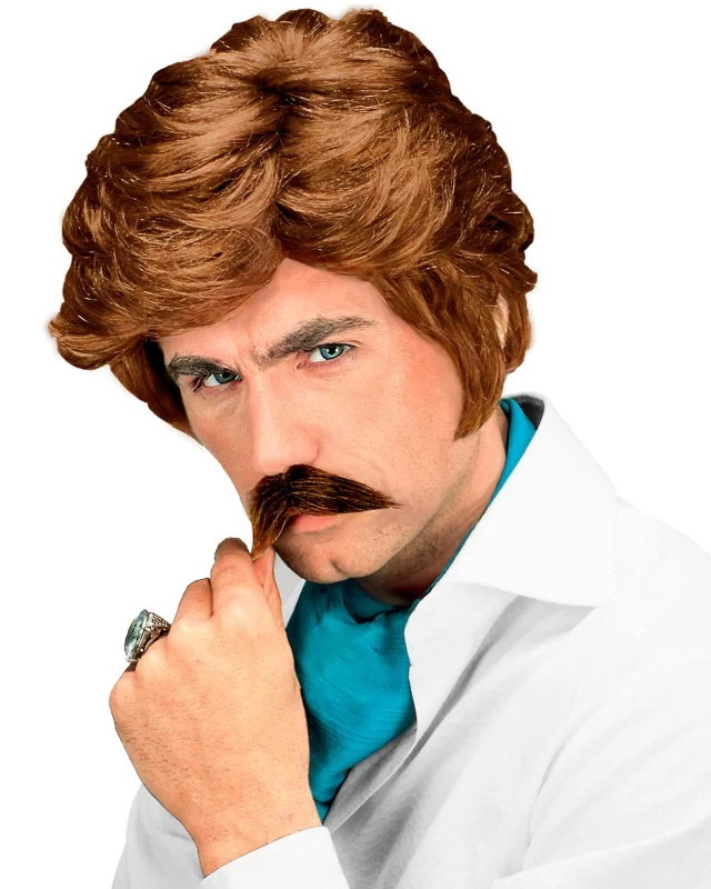 Αποκριάτικη Περούκα Καστανή με Μουστάκι 318791 (Preview 2)