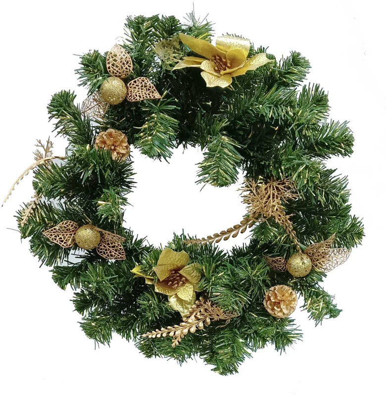 Χριστουγεννιάτικο Στεφάνι Χρυσό Στολισμένο 40cm 238054 (Preview 1)