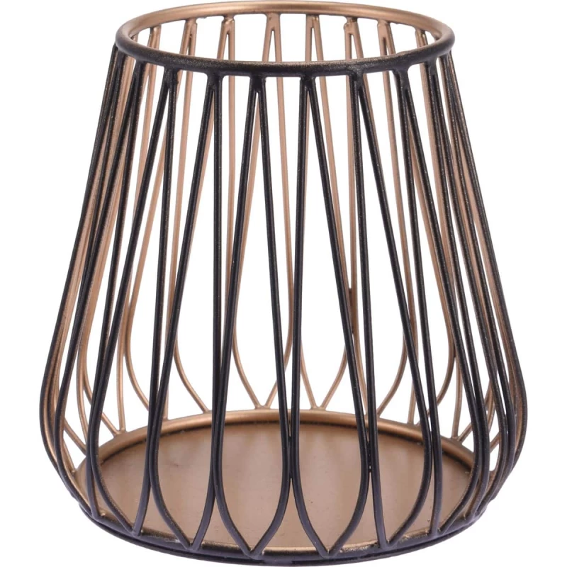 JΚ Home Décor - Κηροπήγιο Μεταλλικό Μαύρο & Χρυσό 11x11x10cm (Preview 1)