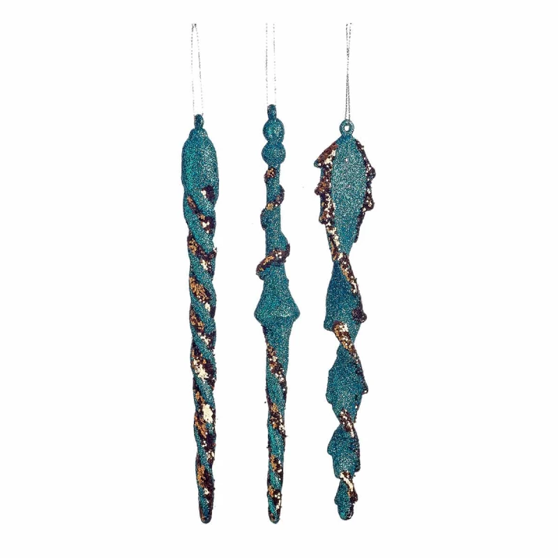 JΚ Home Décor - Στολίδι S/3 Δάκρυ Τυρκουάζ (Preview 1)