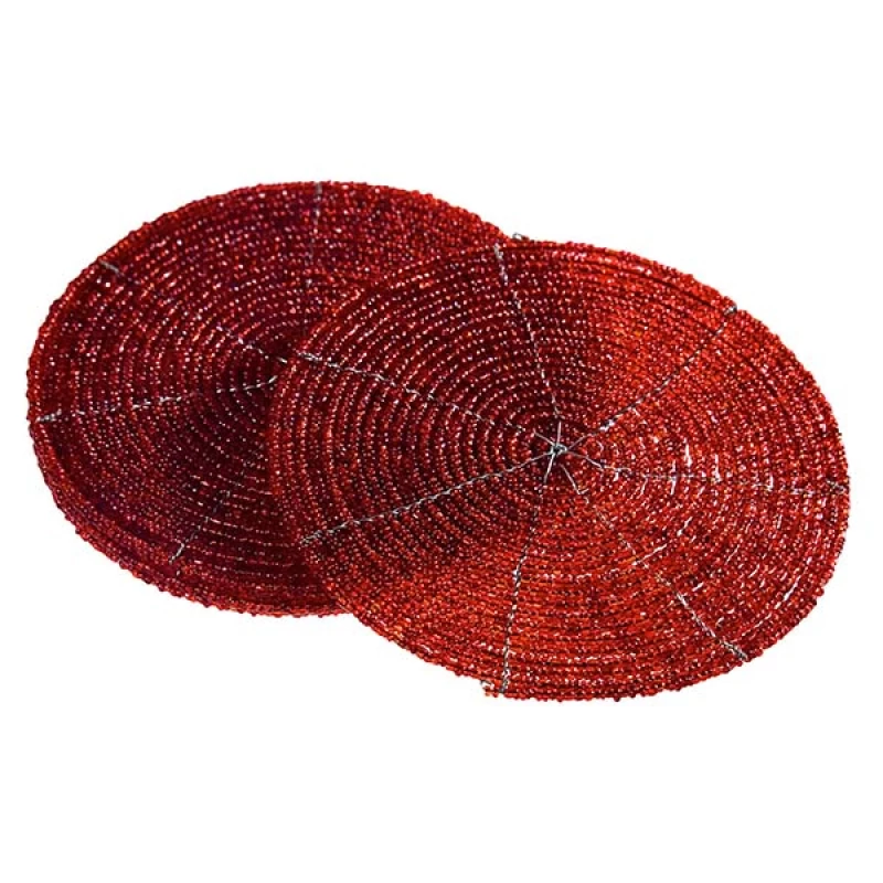 JΚ Home Décor - Σουβέρ Χάντρινο S/4 Κόκκινο (Preview 1)