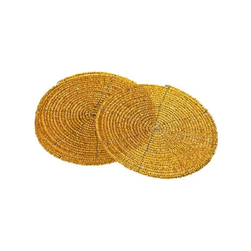 JΚ Home Décor - Σουβέρ Χάντρινα S/4 Χρυσά (Preview 1)