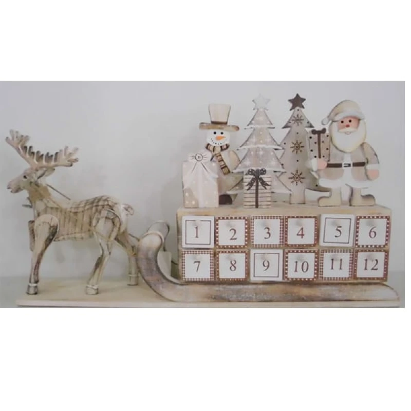 JΚ Home Décor - Ελάφι Ξύλινο με Έλκηθρο & Ημερολόγιο 44x7x23cm (Preview 1)