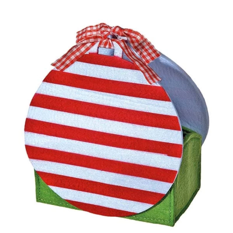 JΚ Home Décor - Τσαντάκι Τσόχινο Λευκό-Κόκκινο 22x20x10cm (Preview 1)