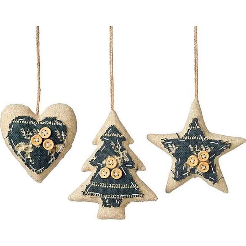 JΚ Home Décor - Στολίδια Υφασμάτινα 10x10cm 3Σχδ (Preview 1)