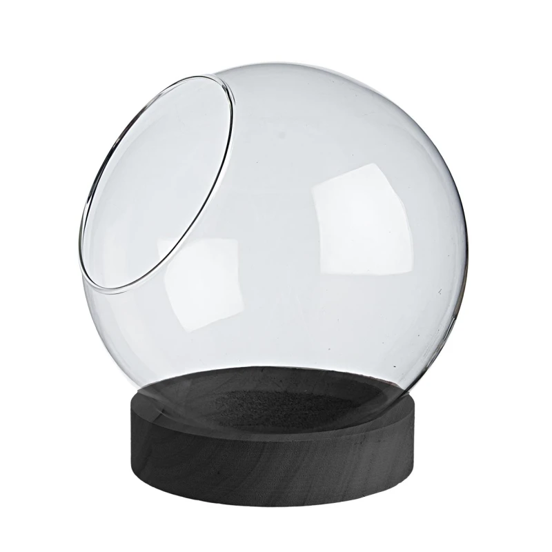 JΚ Home Décor - Γυάλα με Άνοιγμα σε Ξύλινη Βάση Μαύρη 18x18cm (Preview 1)