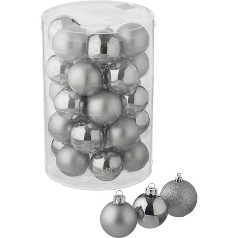 JΚ Home Décor - Μπάλες Γυάλινες Χριστουγέννων Ασημί S/12 6cm (Preview 1)