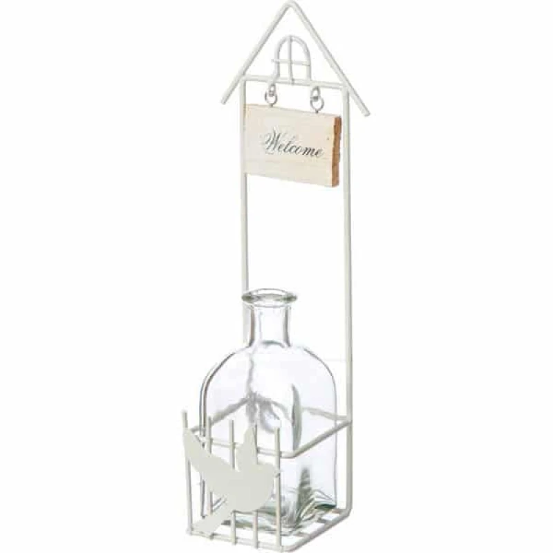 JΚ Home Décor - Βάση Μεταλλική Λευκή με Γυαλάκι 7x8x30cm (Preview 1)