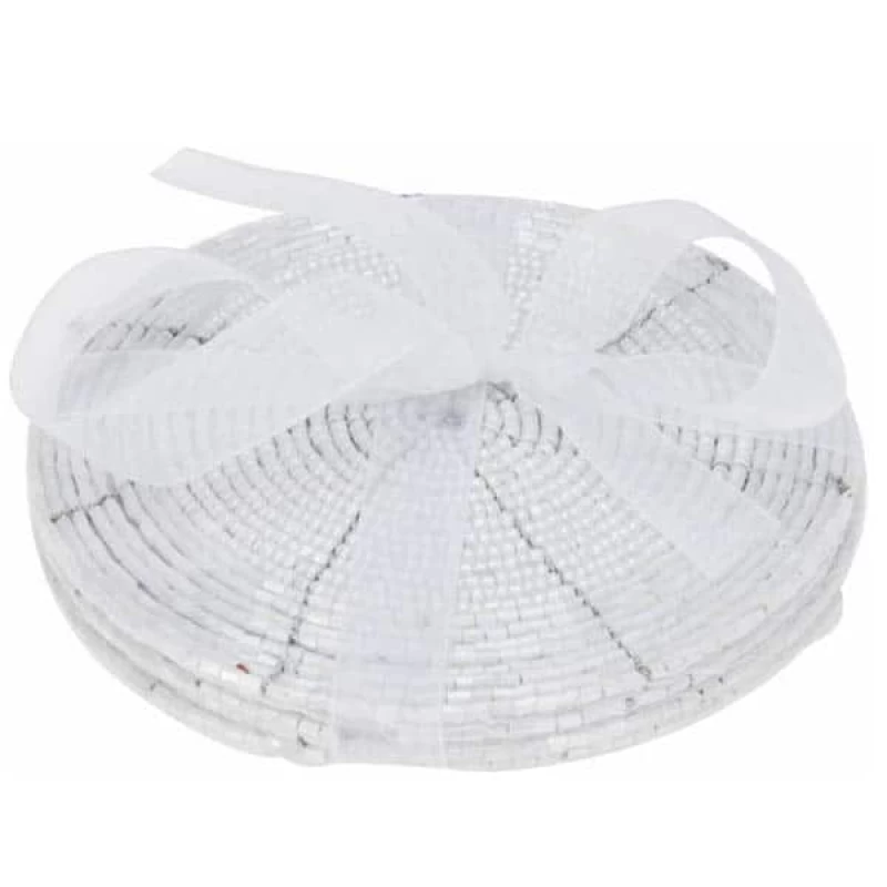 JΚ Home Décor - Σουβέρ Λευκό Με Χάντρες S/4 10cm (Preview 1)