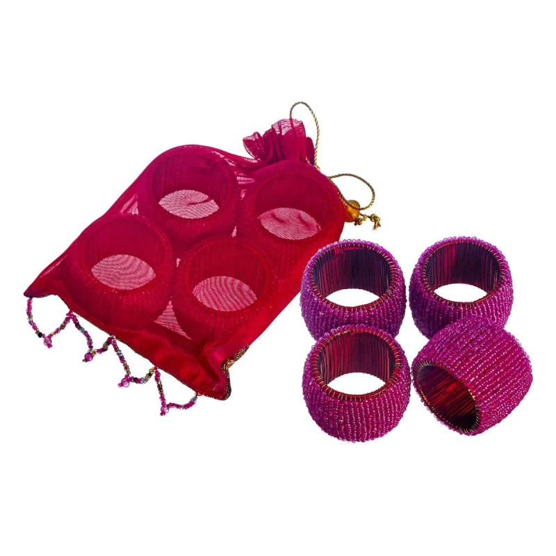 JΚ Home Décor - Πετσετοθήκη Χάντρινη Ροζ S/4 (Preview 1)