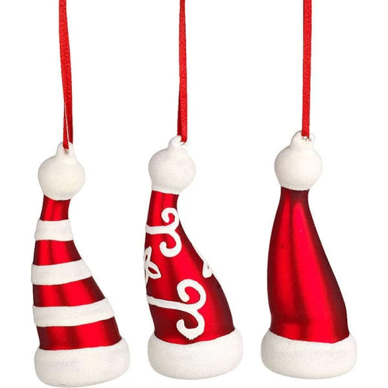 JΚ Home Décor - Στολίδι Καπέλο Γυάλινο S/3 11cm (Preview 1)