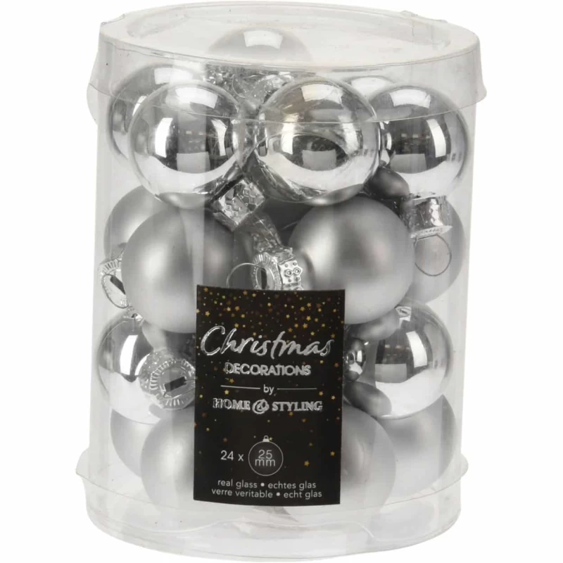 JΚ Home Décor - Μπάλα Γυάλινη Ασημί S/24 (Preview 1)