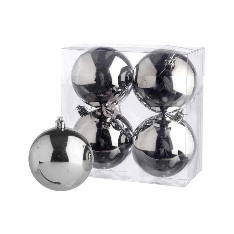 JΚ Home Décor - Μπάλα Πλαστική Ασημί S/4 10cm (Preview 1)