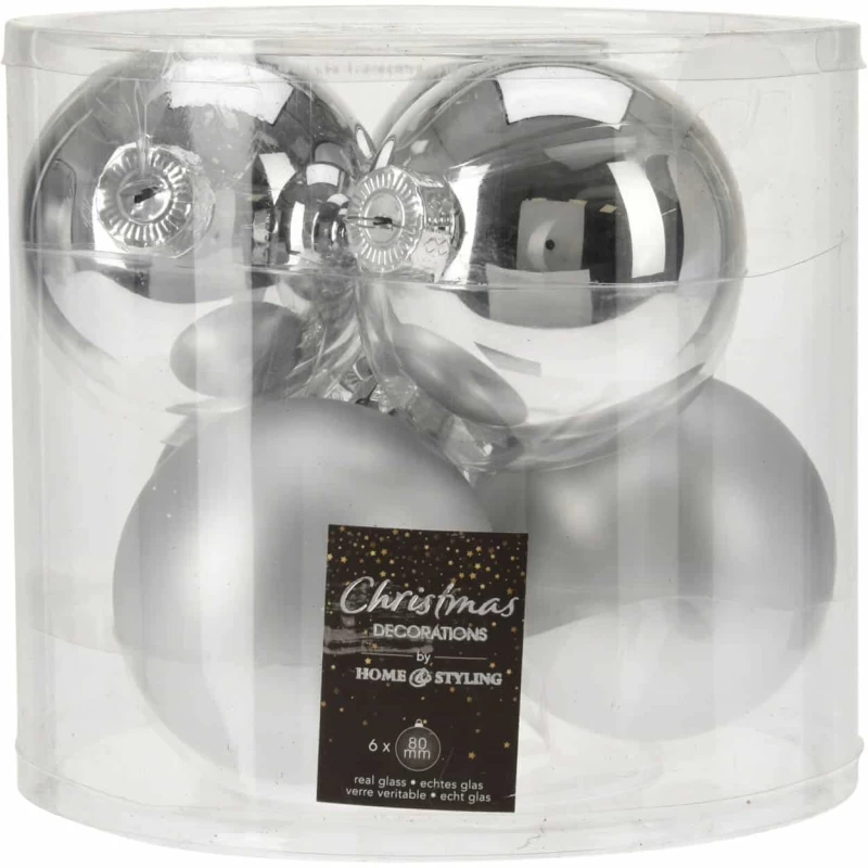 JΚ Home Décor - Μπάλα Γυάλινη Ασημί S/6 8cm (Preview 1)