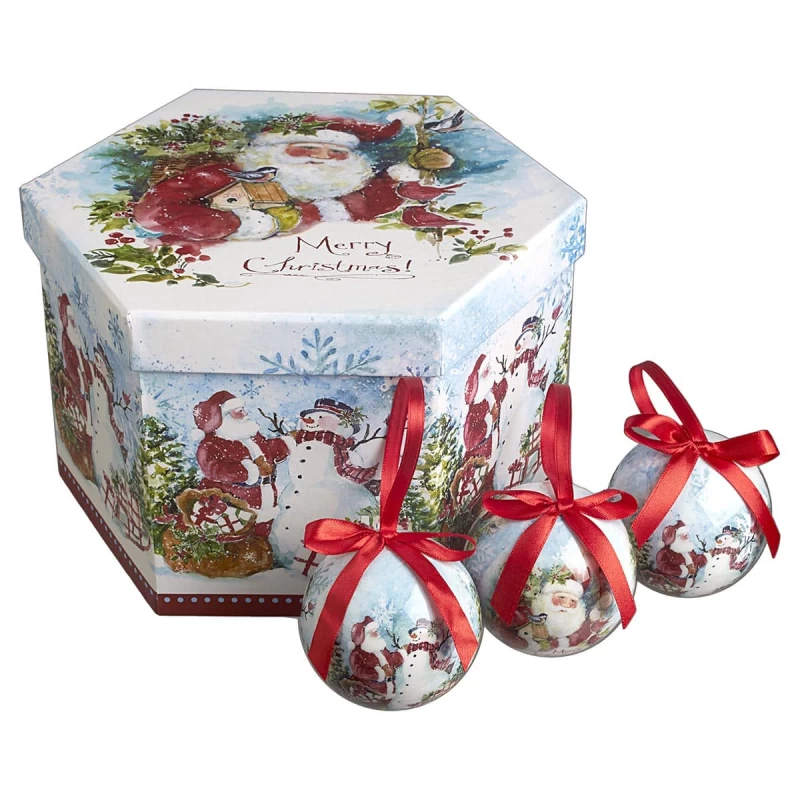 JΚ Home Décor - Μπάλες Οικολογικές με Άγιο Βασίλη S/14 7.5cm (Preview 1)