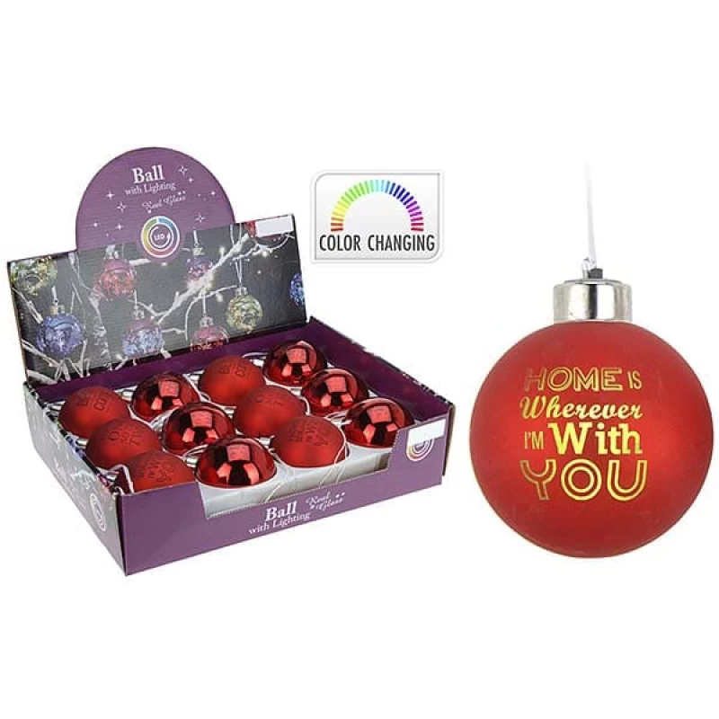 JΚ Home Décor - Μπάλα Γυάλινη Φωτιζομενη Κόκκινη 2Σχδ 6cm (Preview 1)