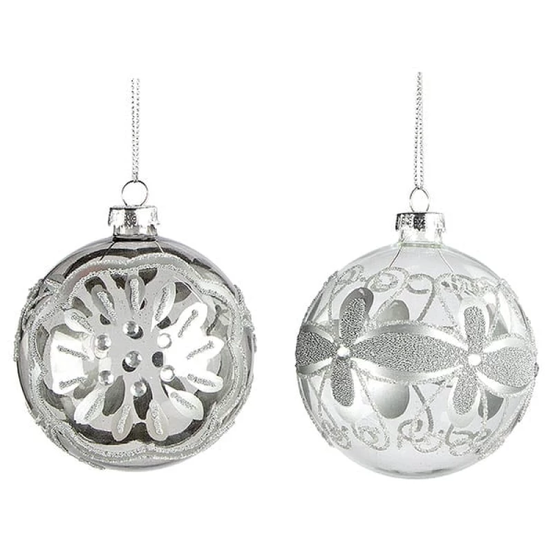 JΚ Home Décor - Μπάλα Γυάλινη Ασημί 2Σχδ 8cm (Preview 1)