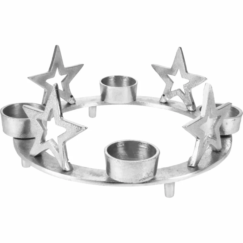 JΚ Home Décor - Κηροπηγιο Αλουμινίου με Αστέρια 25x25x11cm (Preview 1)