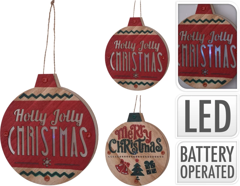 JΚ Home Décor - Στολίδι Μπάλα LED Ξύλινο 15cm 2Σχδ (Preview 1)