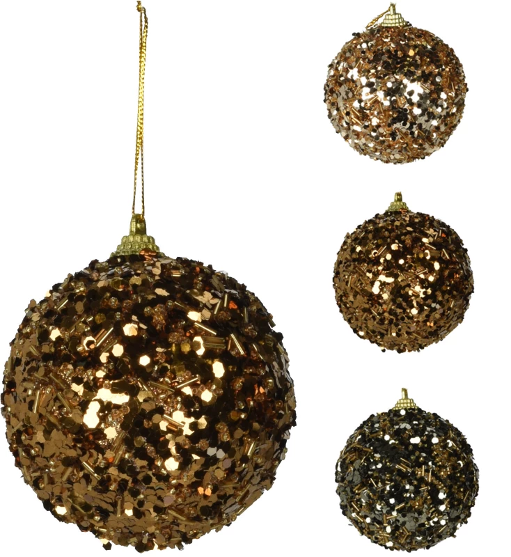 JΚ Home Décor - Μπάλα με Glitter Μπρονζέ 8cm 4Σχδ (Preview 1)