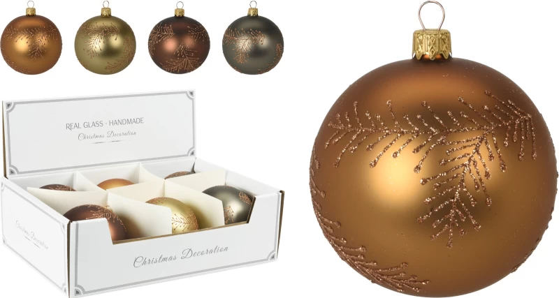 JΚ Home Décor - Μπάλα Γυάλινη Ματ με Glitter 10cm 4Σχδ (Preview 1)