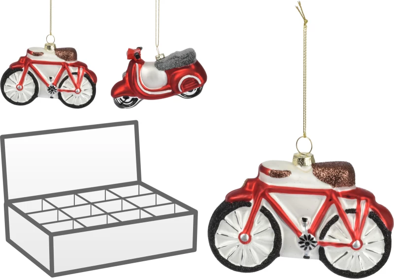 JΚ Home Décor - Στολίδι Ποδήλατο-Vespa Γυάλινα 8cm (Preview 1)