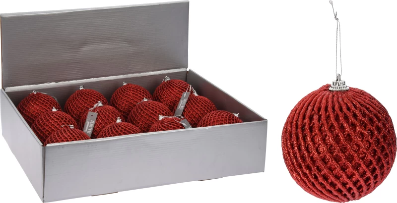 JΚ Home Décor - Μπάλα Κόκκινη Με Glitter 10cm (Preview 1)