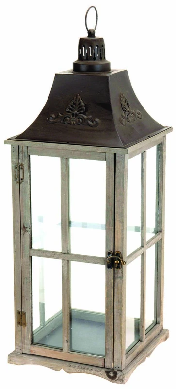 JΚ Home Décor - Φανάρι Ξύλινο Καφέ 33x95cm (Preview 1)