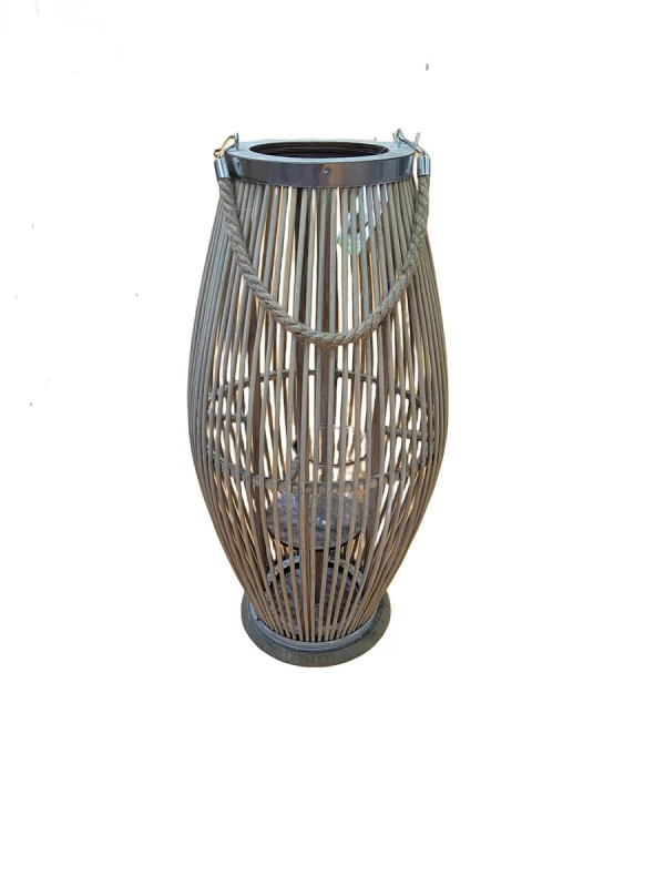 JK Home Décor - Φανάρι Bamboo Γκρι 24x50cm (Preview 1)
