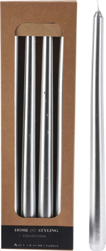 DINNER CANDLES 4PC 30CM SILVER (Preview 1)