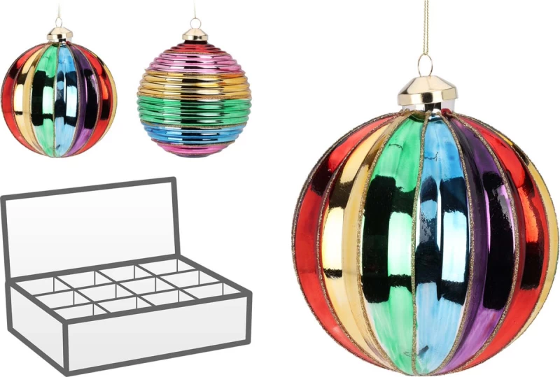 JK Home Décor - Μπάλα Μulti Γυάλινη 15cm 2Σχδ (Preview 1)