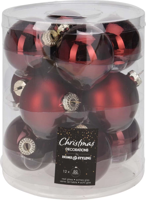 JK Home Décor - Μπάλα Γυάλινη Μπορντώ 6cm S/12 (Preview 1)
