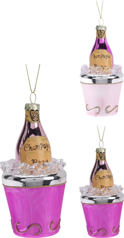 JK Home Décor - Στολίδι Σαμπάνια Γυαλί 12x6.5cm 2Σχδ (Preview 1)