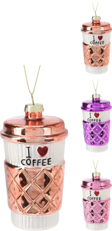 JK Home Décor - Στολίδι Ποτήρι Καφέ Γυαλί 11x6.5cm 3Σχδ (Preview 1)