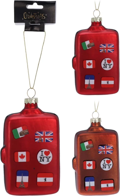 JK Home Décor - Στολίδι Βαλίτσα Γυαλί 6x10cm 3Σχδ (Preview 1)