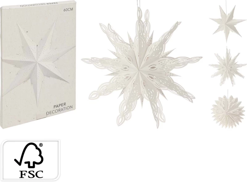 JK Home Décor - Αστέρι Λευκό από Χαρτι 60cm 3Σχδ (Preview 1)