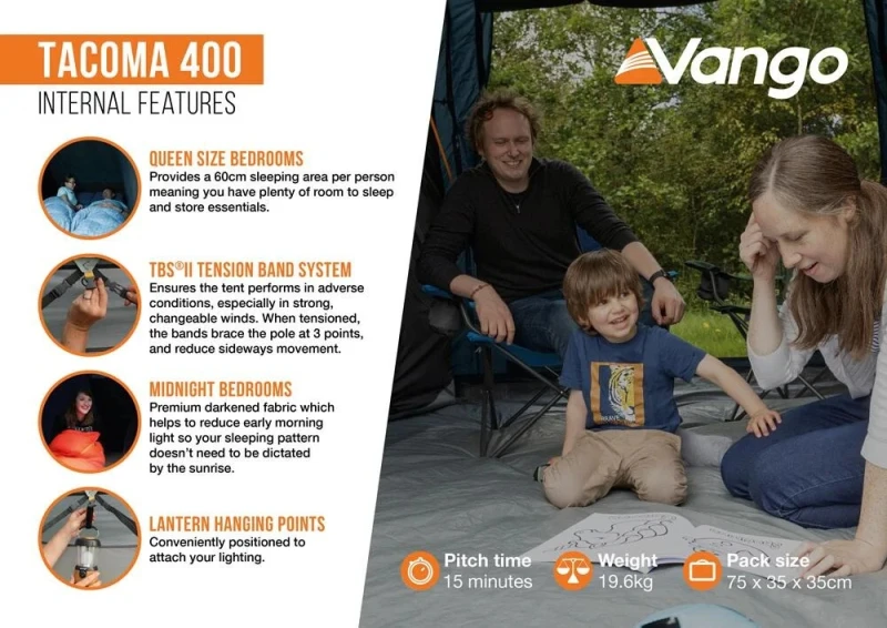 VANGO Tacoma 400, Σκηνή 4 ατόμων, 500 x 260 x 200(ύψος) cm, TENTACOMA000001 /Deep Blue (Preview 14)