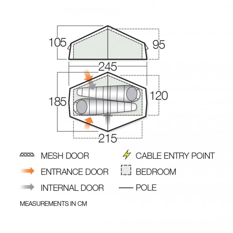 VANGO Nevis 200, Σκηνή 2 ατόμων, 245 x 185 x 105(ύψος) cm, TENNEVIS0000001 /Pamir Gree (Preview 2)