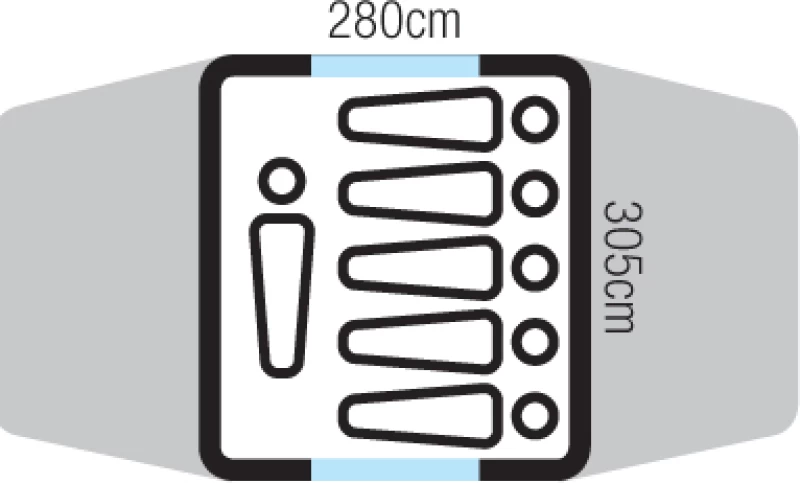 OZTRAIL Tasman 6V Dome Tent, Σκηνή 6 Ατόμων, 480 x 305 x 195(ύψος) cm, DTMTAS6V-C /Blu (Preview 3)