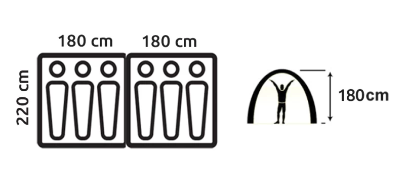 SALTY TRIBE Calusa, Οικογενειακή Σκηνή Camping 6 ατόμων, 360 x 220 x 180(ύψος) cm, TRI (Preview 5)